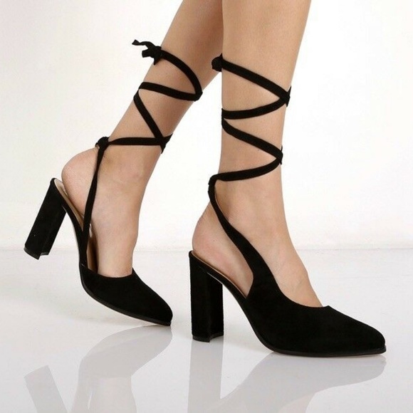 Anthropologie Shoes - RAYE Ives Black Suede Tie Heels NEW Size 9 ANTHRO
